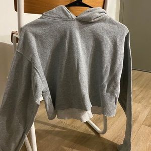 Cropped grey long sleeve hoodie